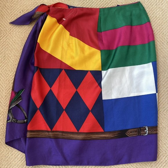 Gorgeous Rare Ralph Lauren Silk Equestrian Wrap Skirt- Size 2 - Picture 2 of 7